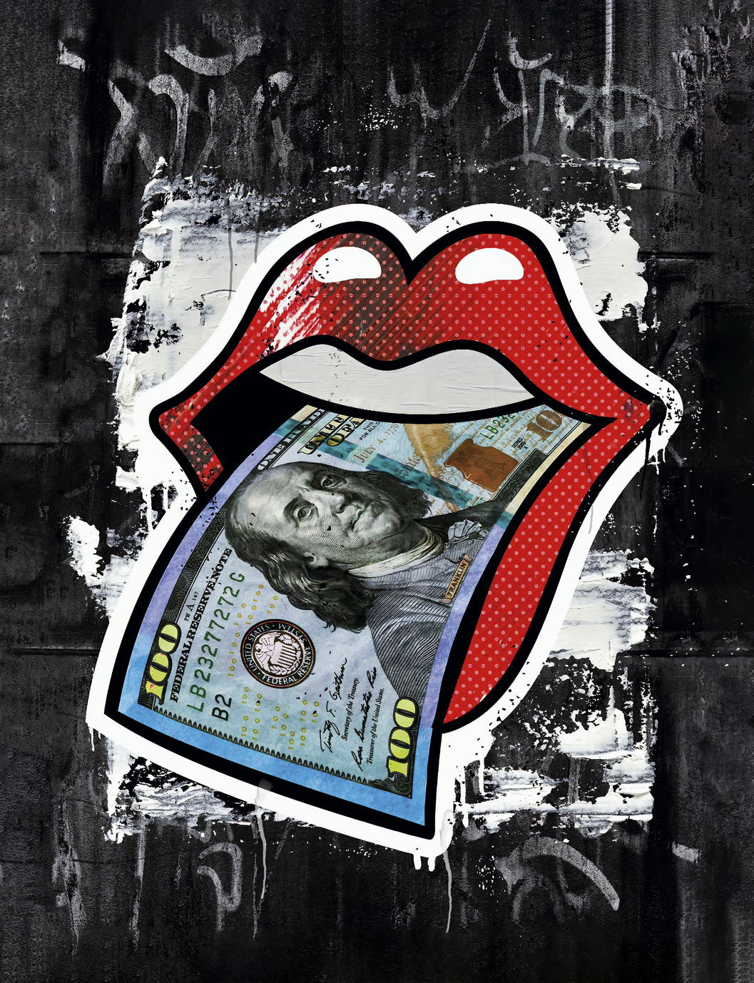 Money Lips Sticker Art Poster Urban Pop Art Style Wall Decor Bold Artistic Modern Design Wall Print