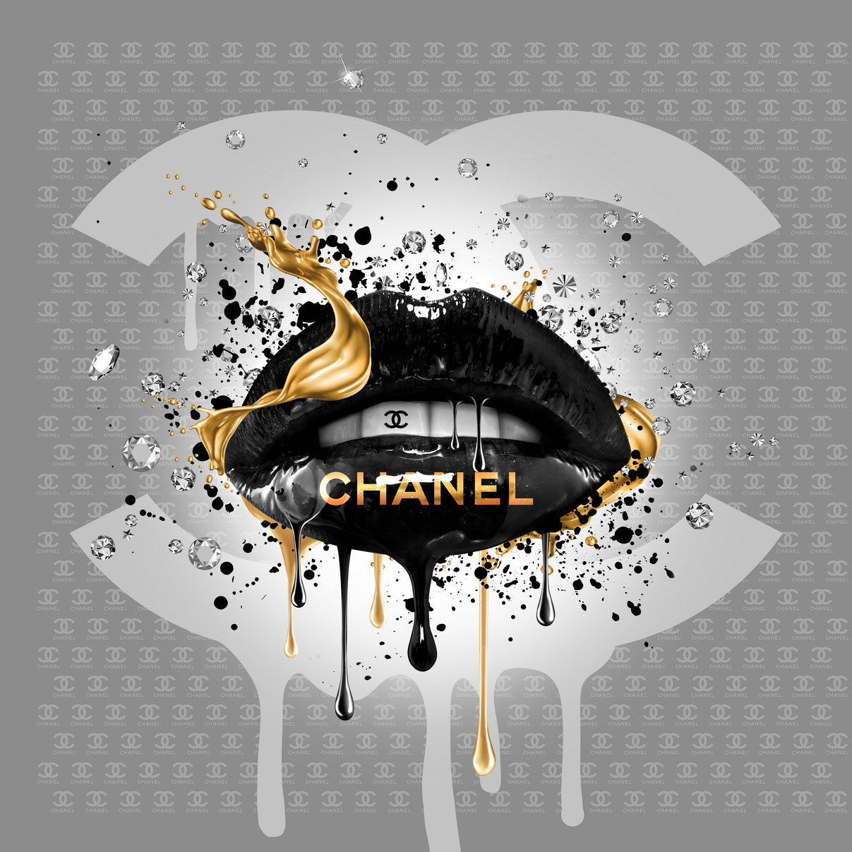 Chanel Lips Art Poster Luxury Brand Wall Decor Artistic Modern Pop Art Style Bold Wall Print