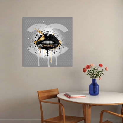 Chanel Lips Art Poster Luxury Brand Wall Decor Artistic Modern Pop Art Style Bold Wall Print