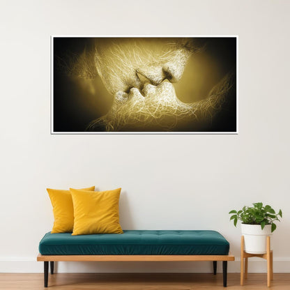 Golden Kiss Art Poster Luxury Wall Decor Modern Artistic Design Bold Pop Art Style Wall Print