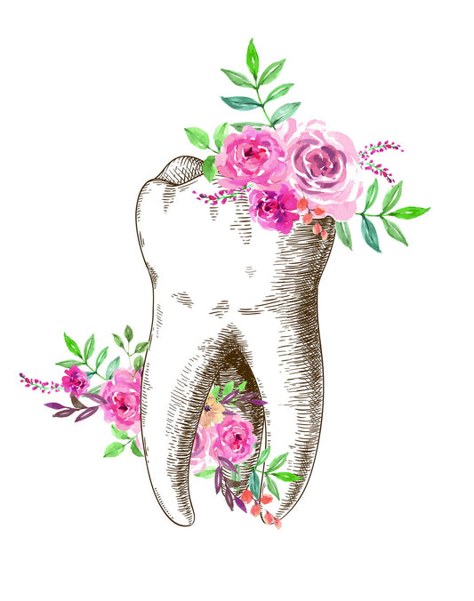 Floral Tooth Art Poster Vintage and Elegant Wall Decor Unique Artistic Design Perfect for Dental Clinics or Home Wall Print