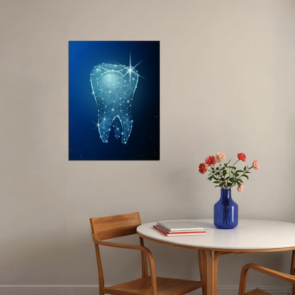 Digital Tooth Art Poster Futuristic and Modern Dental Wall Decor Bold Artistic Design Unique Medical Illustration Wall Print