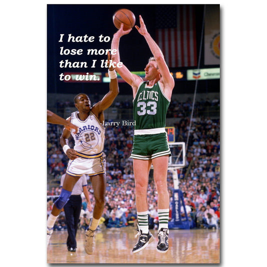 Larry Bird Dunk Motivational Quotes Basketball Wall Print Poster