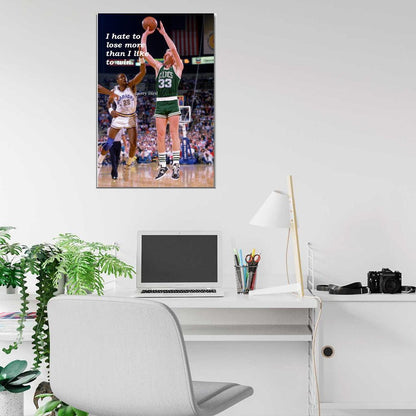 Larry Bird Dunk Motivational Quotes Basketball Wall Print Poster