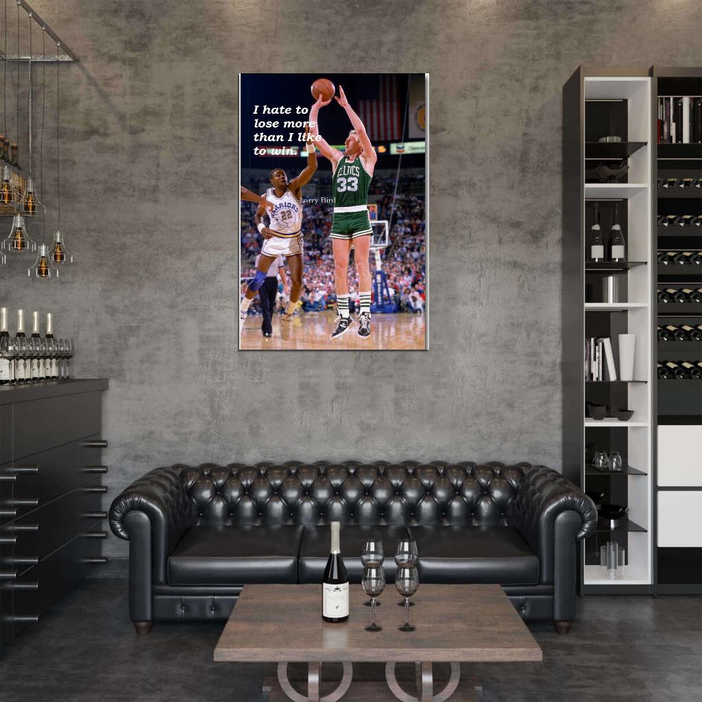 Larry Bird Dunk Motivational Quotes Basketball Wall Print Poster