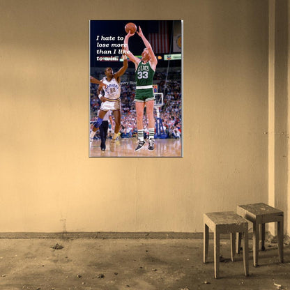 Larry Bird Dunk Motivational Quotes Basketball Wall Print Poster