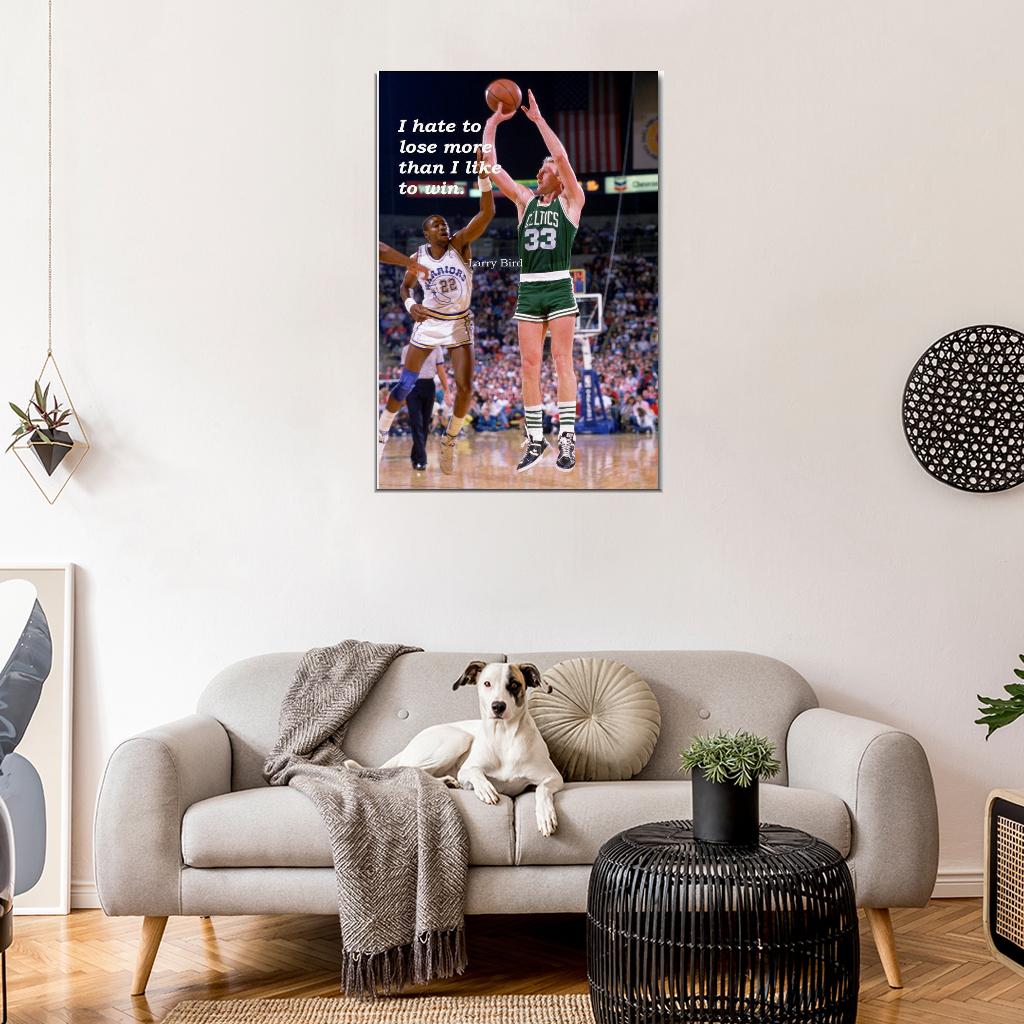 Larry Bird Dunk Motivational Quotes Basketball Wall Print Poster