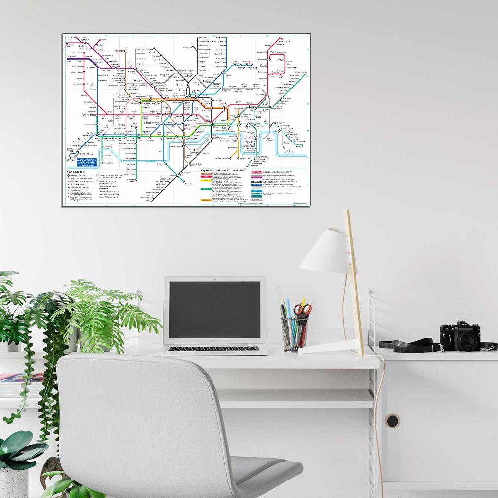 Detailed London Underground Tube Map Wall Print Poster