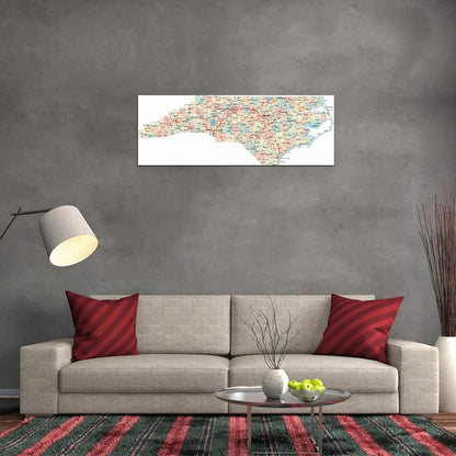 North Carolina State Road MAP City County NC Decor Wall Print POSTER