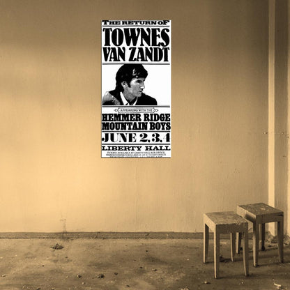 Townes Van Zandt 1977 Liberty Hall Wall Print Poster