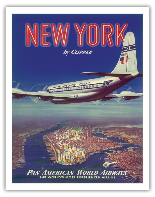 Pan Am New York by Clipper Vintage Airline Trave Decor Wall Print POSTER