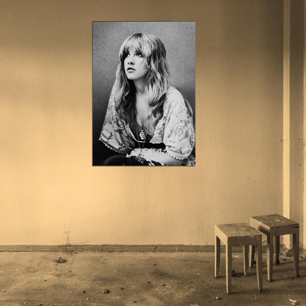 Stevie Nicks Black & White Young Fleetwood Mac Decor Wall Print POSTER