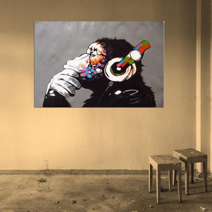 Hip-Hop Banksy Street DJ Monkey Chimp Decor Wall Print POSTER