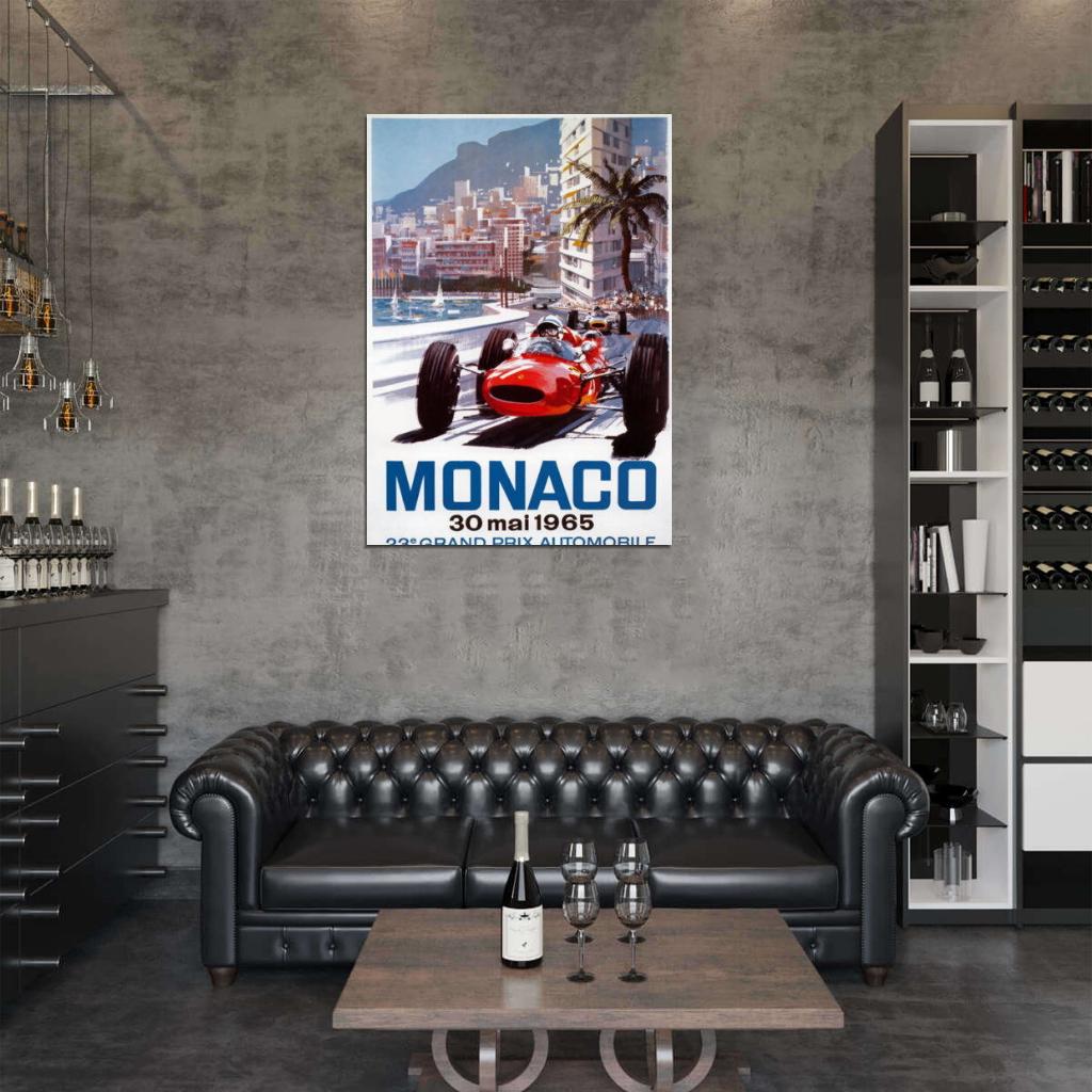 Vintage 1965 23rd Monaco Grand Prix Motor Racing Decor Wall Print POSTER