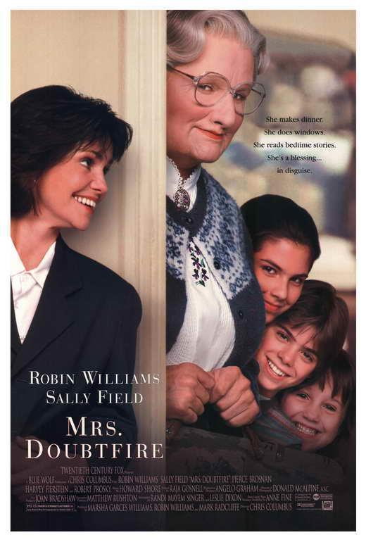 Mrs. Doubtfire Movie Robin Williams Ally Field Decor Wall Print POSTER