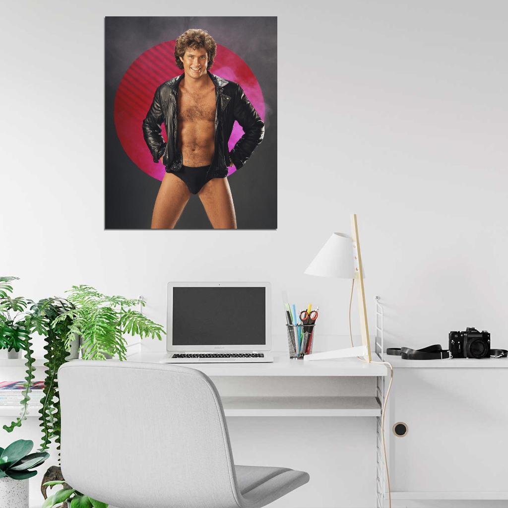 David Hasselhoff Pin Up Open Leather Jacket Bare Wall POSTER Print