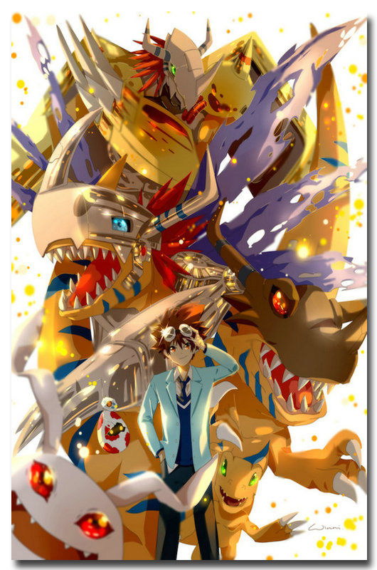 Digimon Adventure Tri Anime Nice Agumon Omegamon Decor Wall Print POSTER