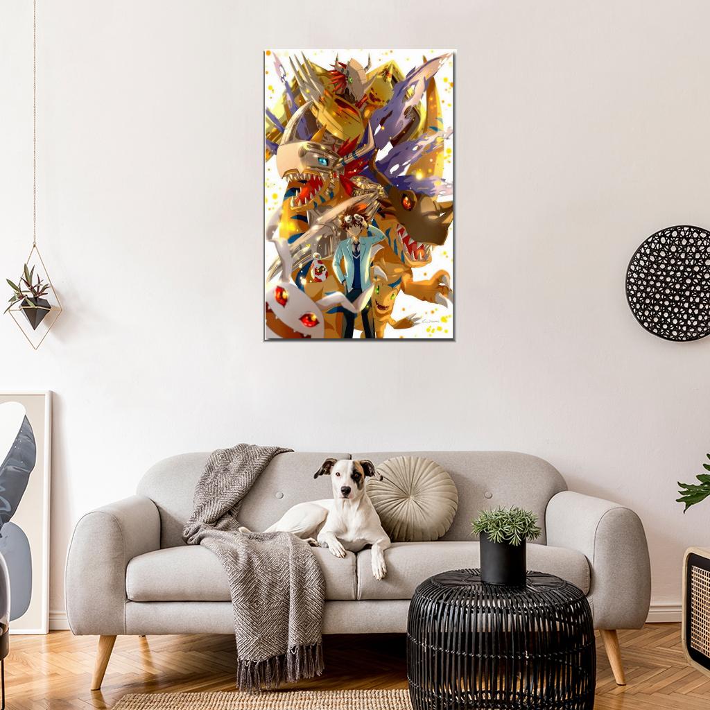 Digimon Adventure Tri Anime Nice Agumon Omegamon Decor Wall Print POSTER