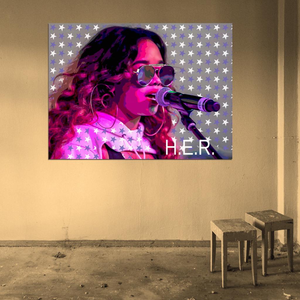 H.E.R. R&B Hot Portrait Singer Music Pop Art Poster