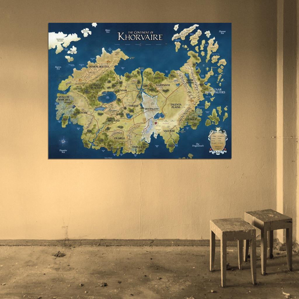 D&D Map Khorvaire Fantasy Dungeons & Dragons Wall Print Poster