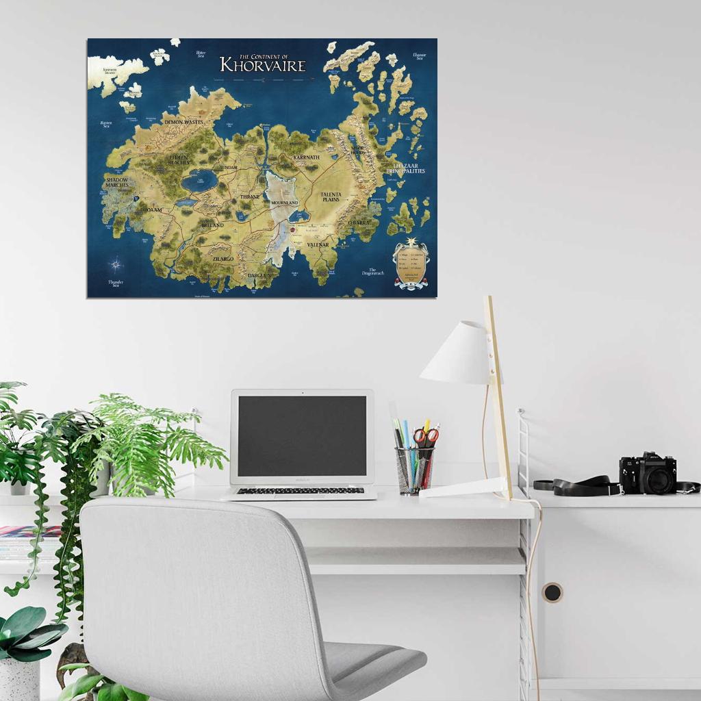 D&D Map Khorvaire Fantasy Dungeons & Dragons Wall Print Poster