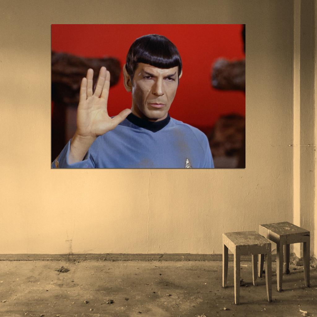 Leonard Nimoy Mr. Spock Hand Sign Star Trek Wall Print Poster