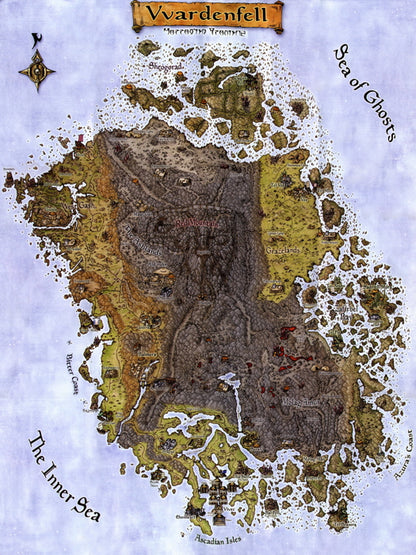 Morrowind Vvardenfell Map Wall Print Poster