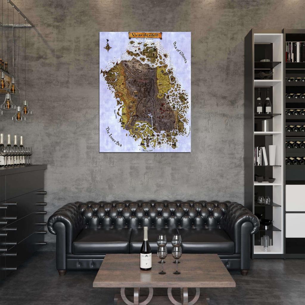 Morrowind Vvardenfell Map Wall Print Poster