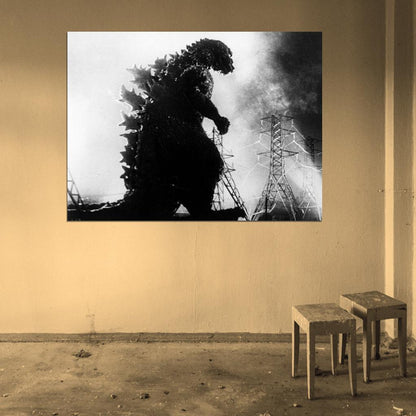 Godzilla 1954 BW Vintage Movie Wall Print Poster