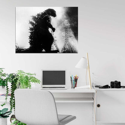 Godzilla 1954 BW Vintage Movie Wall Print Poster