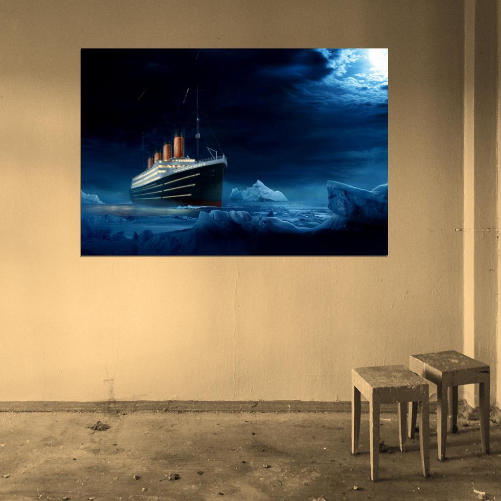 RMS Titanic Night Iceberg Amazing Painting Art Print Poster