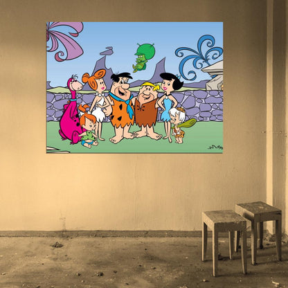 The Flintstones Characters Family Cool Cartoon Art Print Poster