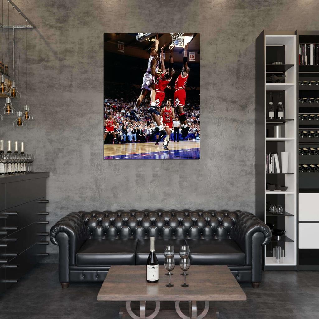 John Starks Dunk Chicago Bulls New York Knicks Wall Print Poster