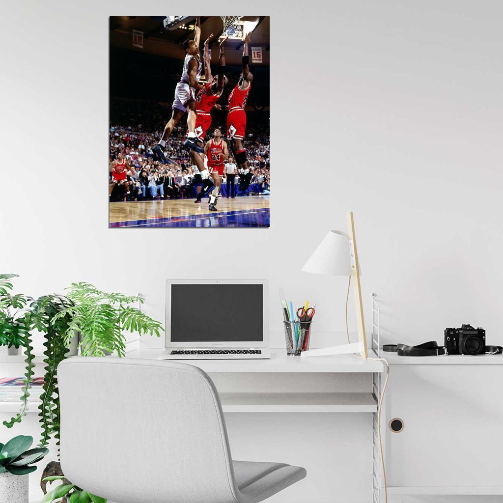 John Starks Dunk Chicago Bulls New York Knicks Wall Print Poster