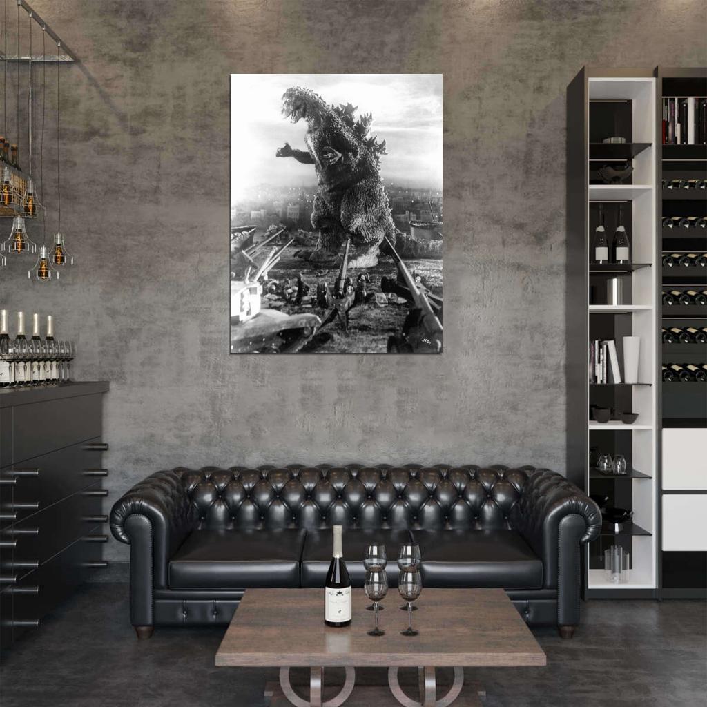 Godzilla 1954 Vintage Movie BW Wall Print Poster