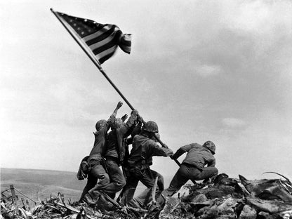 Raising The Flag on Iwo Jima US Army Troops Soldiers Wall Print Poster