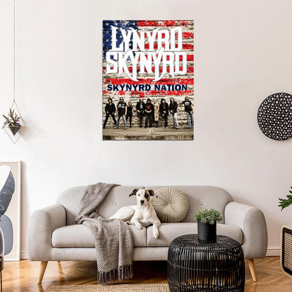 Lynyrd Skynyrd American Flag Rock Music Band Wall Print Poster