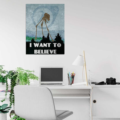 I Want to Believe Vintage Art Painting Half Life 3 Logo Strider Print Poster