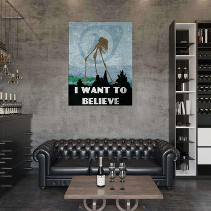 I Want to Believe Vintage Art Painting Half Life 3 Logo Strider Print Poster