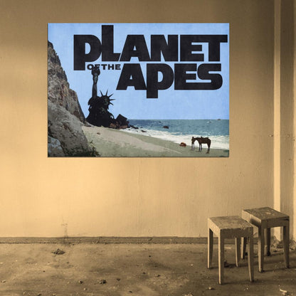 Planet of the Apes Vintage Art Painting 1968 Movie Ending Statue of Liberty Print Poster
