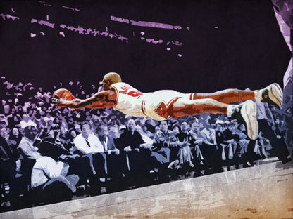 Dennis Rodman Dive Save Painting Art Retro Basketball Chicago Bulls Print Poster