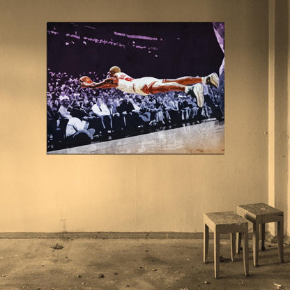 Dennis Rodman Dive Save Painting Art Retro Basketball Chicago Bulls Print Poster