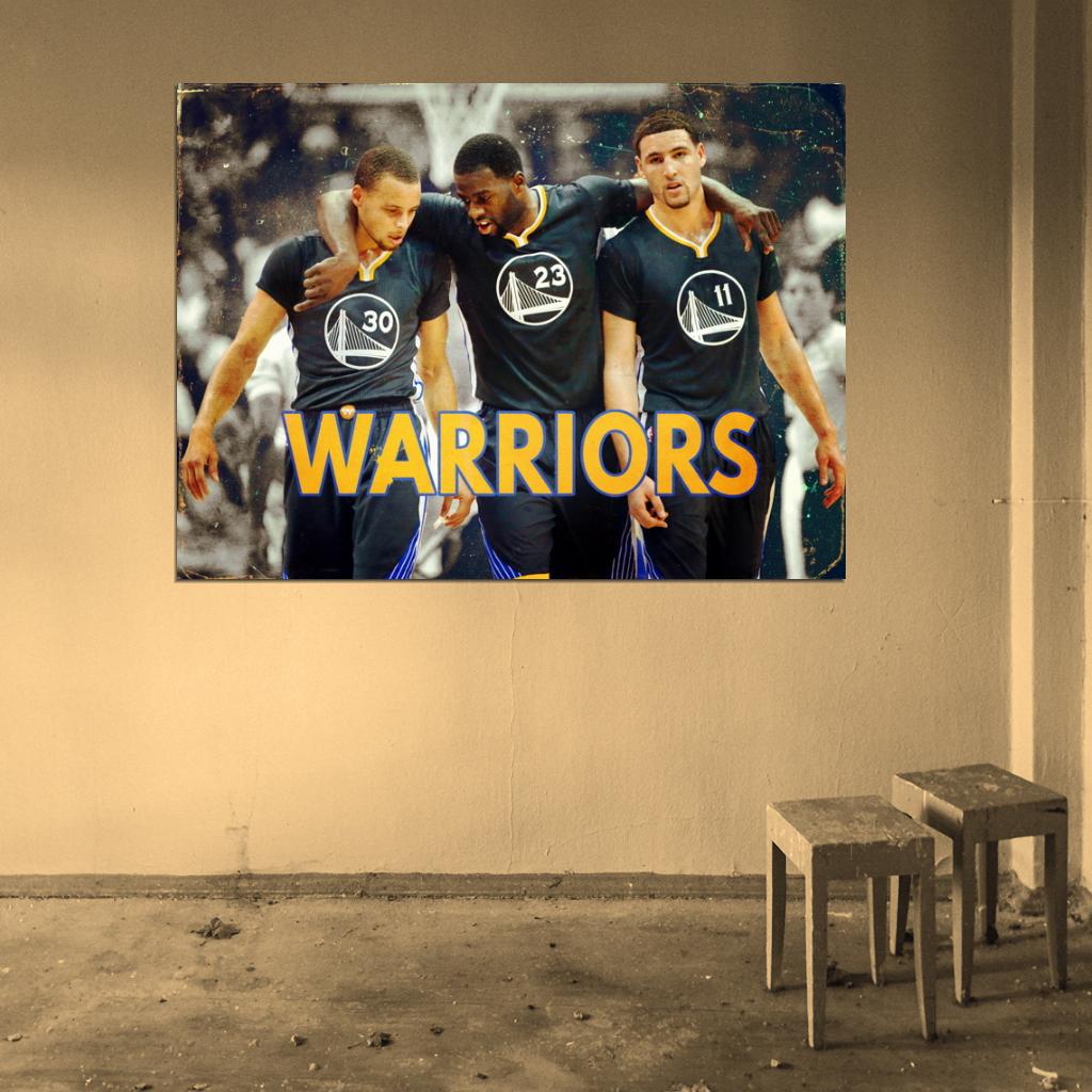 Golden State Warriors Steph Stephen Curry Klay Thompson Draymond Green Vintage Art Poster