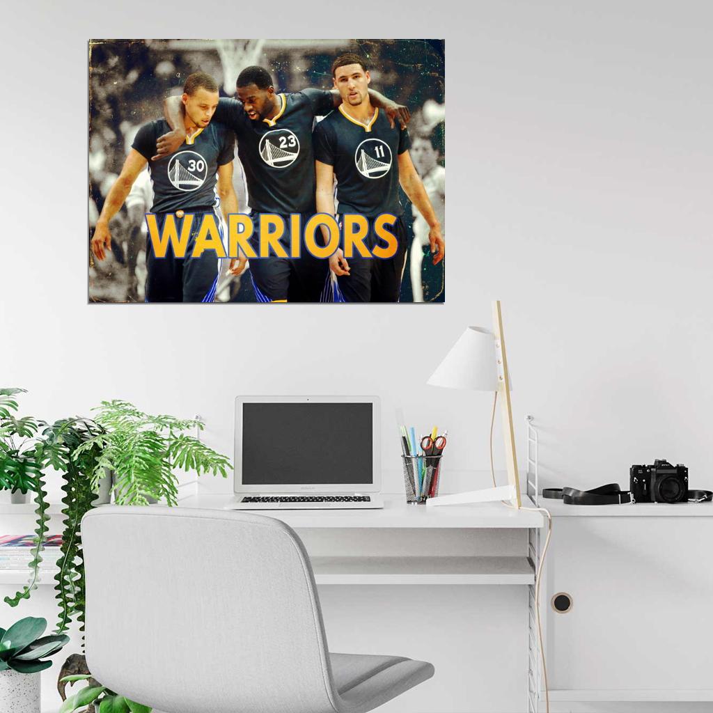 Golden State Warriors Steph Stephen Curry Klay Thompson Draymond Green Vintage Art Poster