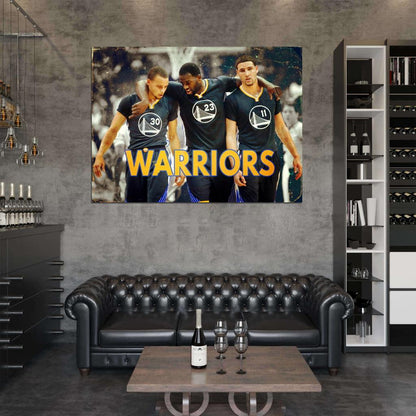 Golden State Warriors Steph Stephen Curry Klay Thompson Draymond Green Vintage Art Poster