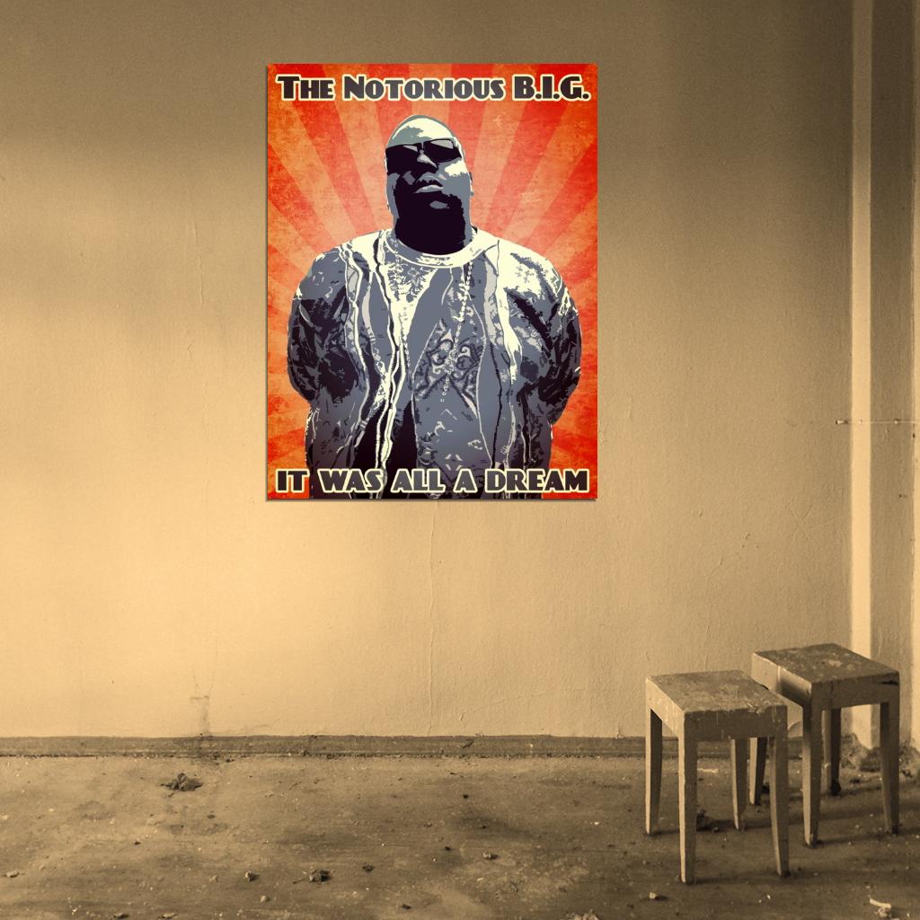The Notorious B.I.G. Rapper Biggie Smalls Rap Hip-Hop BIG Vintage Art Print Poster