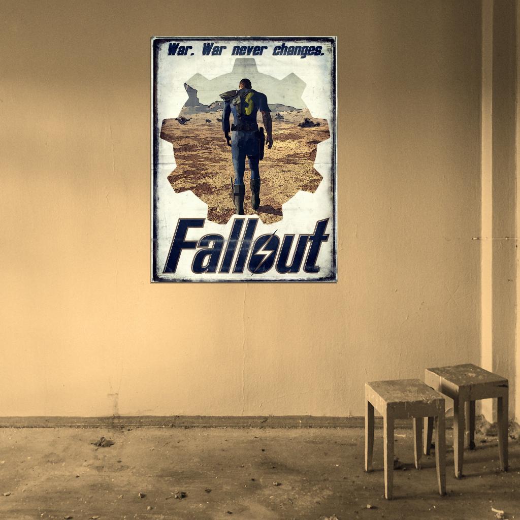 WAR NEVER CHANGES Vault Dweller Fallout Desert Wasteland Print Poster