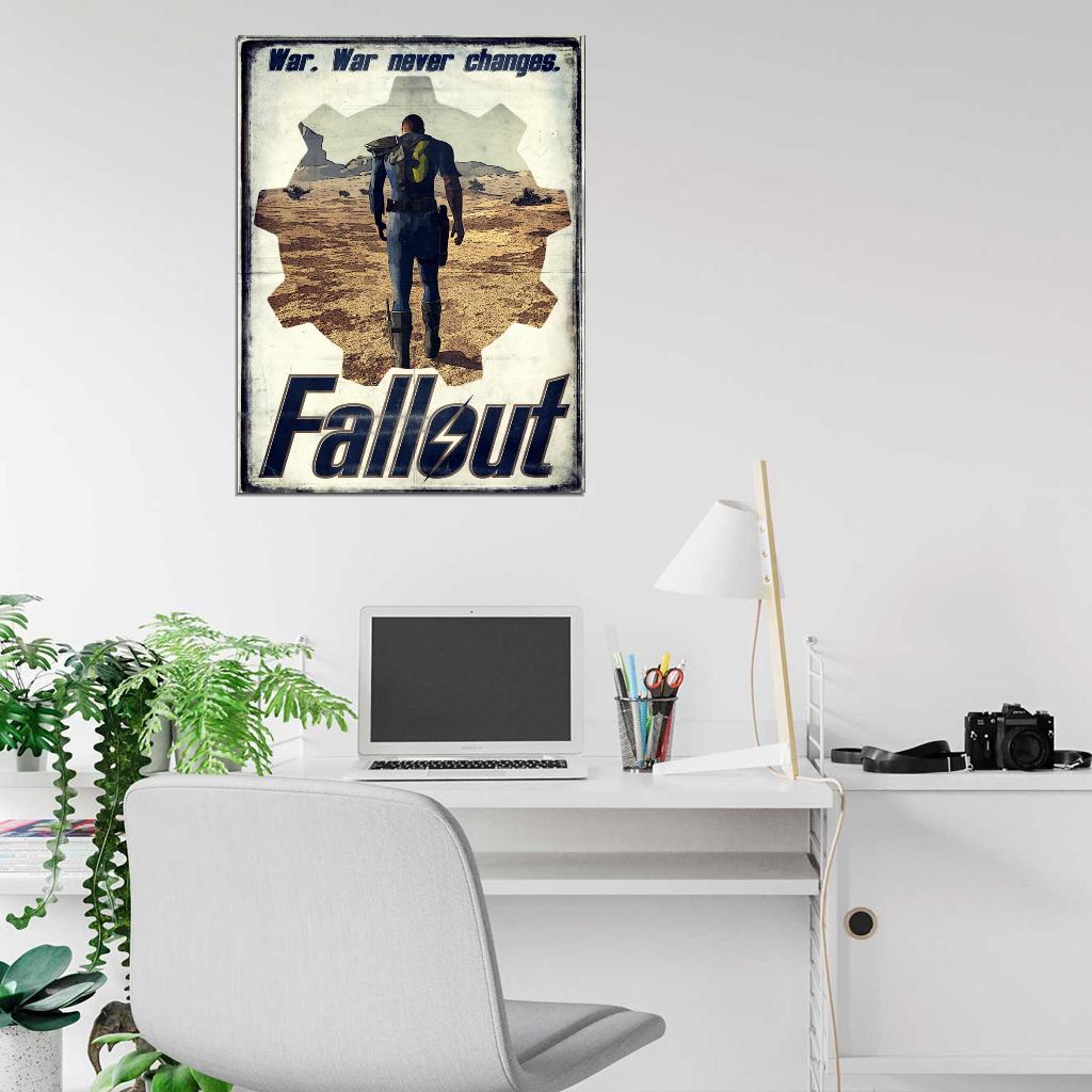 WAR NEVER CHANGES Vault Dweller Fallout Desert Wasteland Print Poster