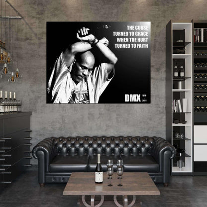 DMX Quote RIP 1970-2021 BW Hip-Hop Rap Music Singer Portrait Poster