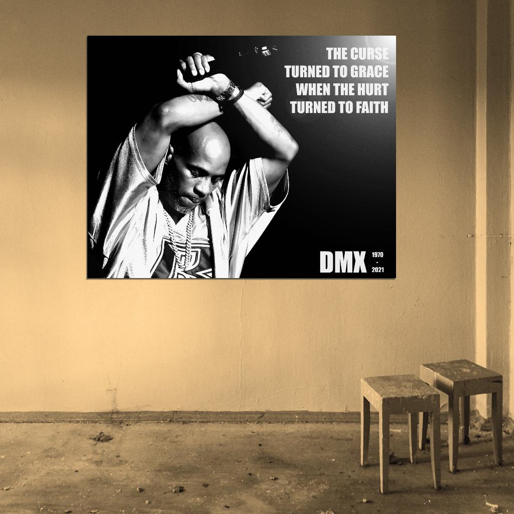 DMX Quote RIP 1970-2021 BW Hip-Hop Rap Music Singer Portrait Poster